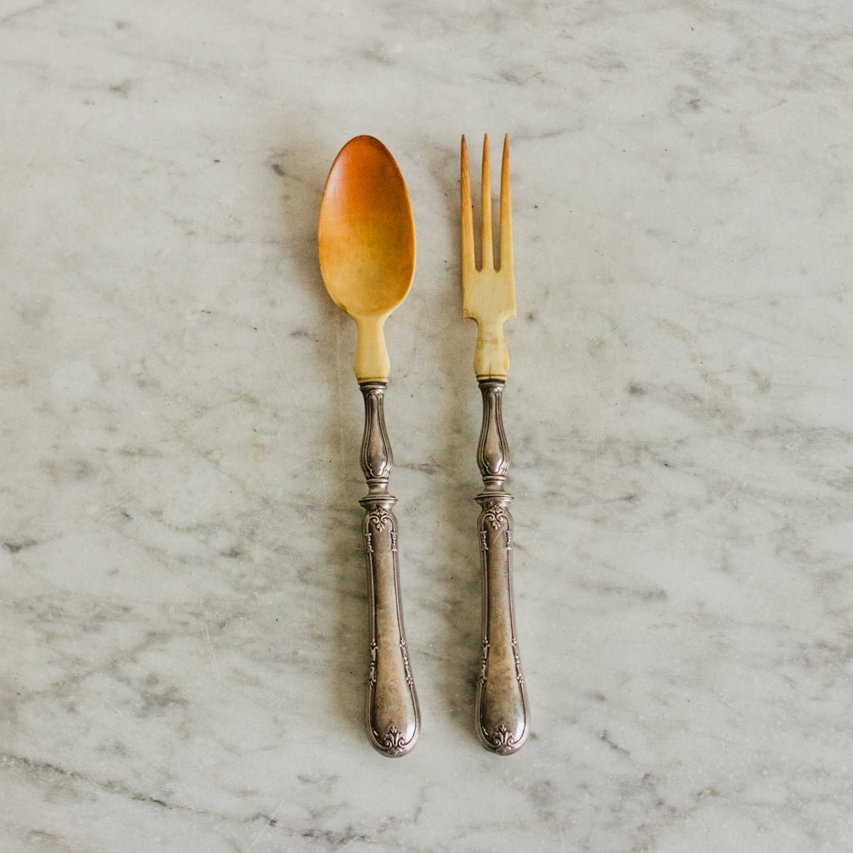 Vintage Stoneware Platter with Bone Serving Set - elsie green - The French Kitchen