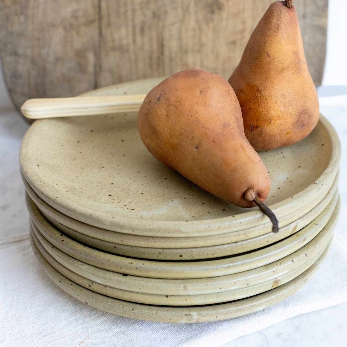 Vintage Taizé Abbey Stoneware Plate Set of 7 - elsie green - the french kitchen