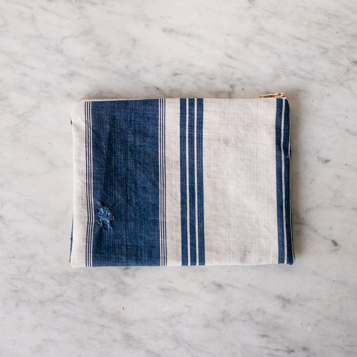 Vintage Ticking Zipper Pouch - elsie green - decor