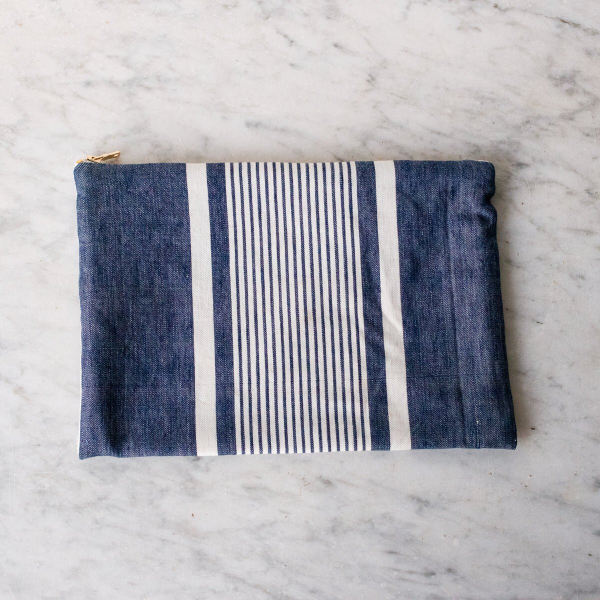 Vintage Ticking Zipper Pouch - elsie green - decor