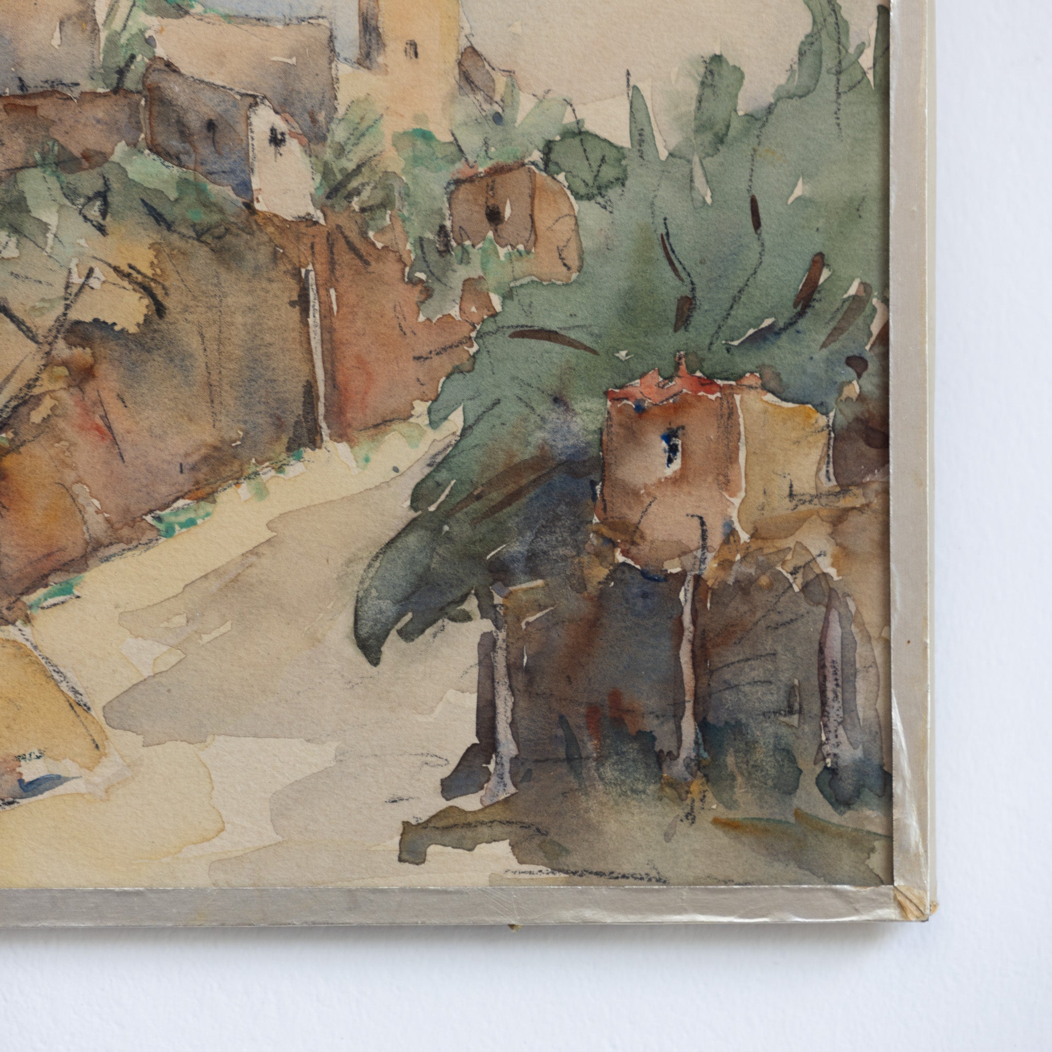 Vintage Watercolor Painting with Chateau - elsie green - art