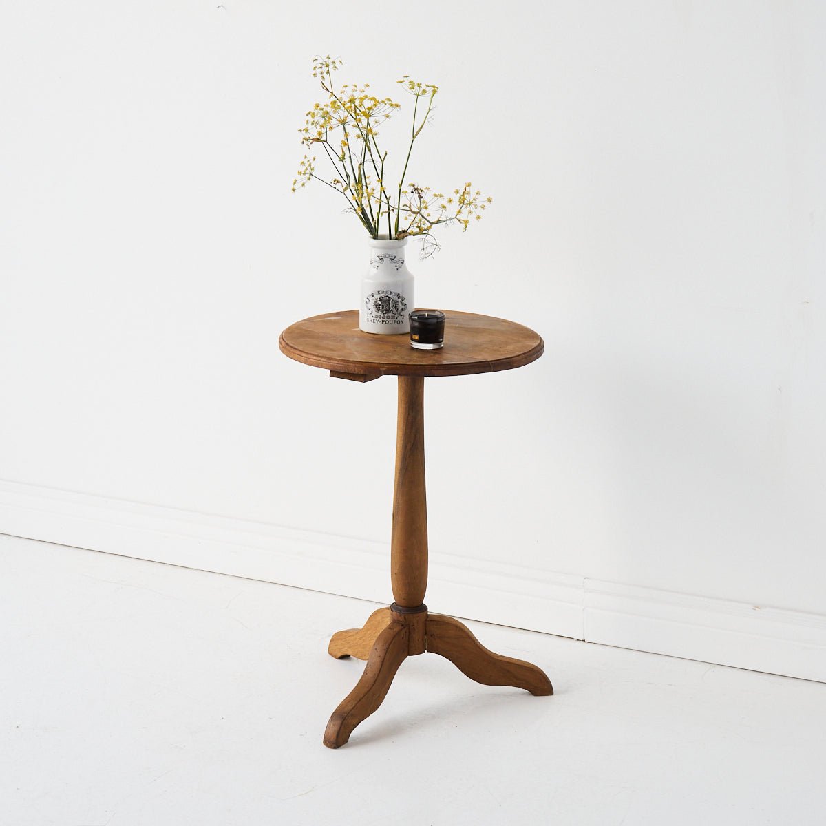 Walnut Pedestal Side Table - elsie green - furniture