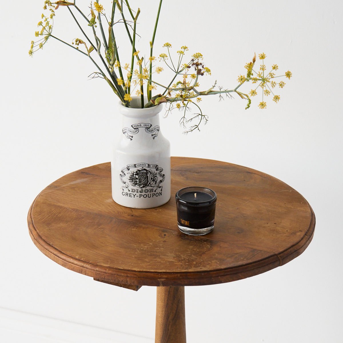 Walnut Pedestal Side Table - elsie green - furniture