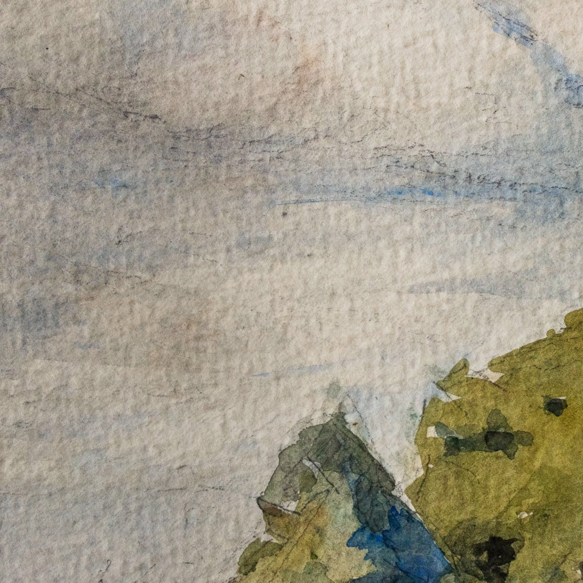 Watercolor With Cloudy Skies | Dated 1940 - elsie green - Art