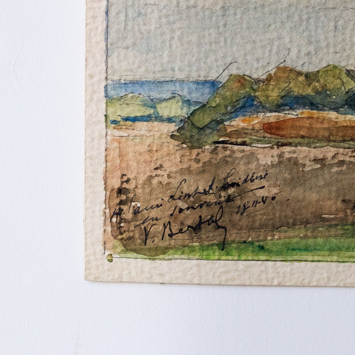 Watercolor With Cloudy Skies | Dated 1940 - elsie green - Art