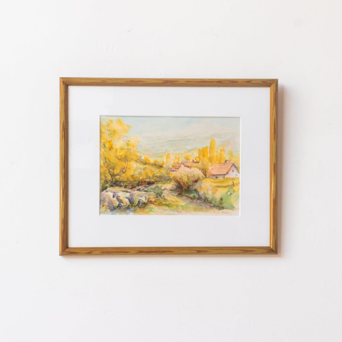 Watercolor with Farmhouse and Riverbed - elsie green - art
