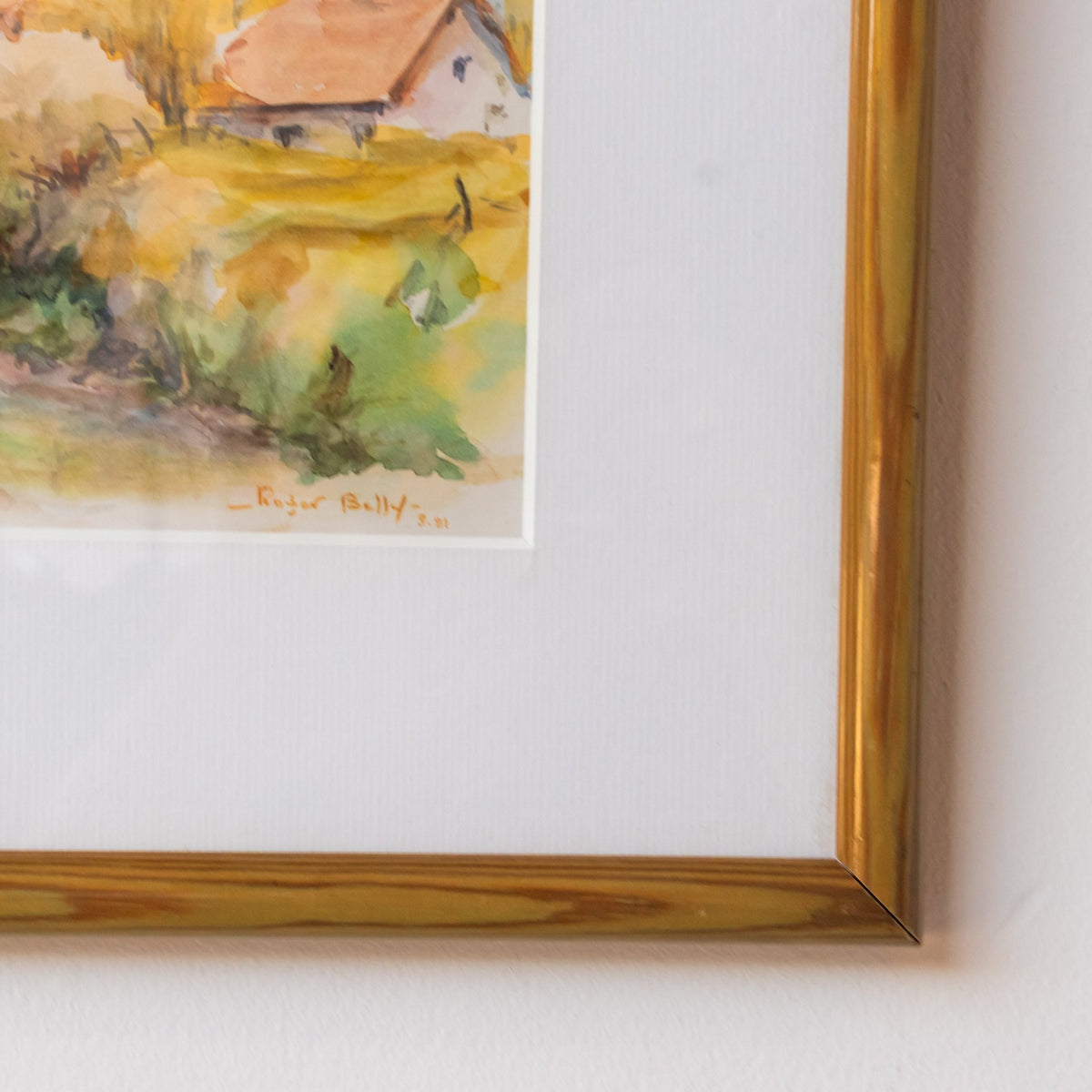 Watercolor with Farmhouse and Riverbed - elsie green - art