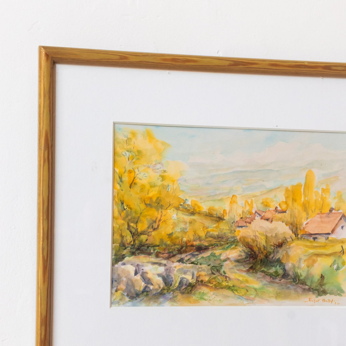 Watercolor with Farmhouse and Riverbed - elsie green - art