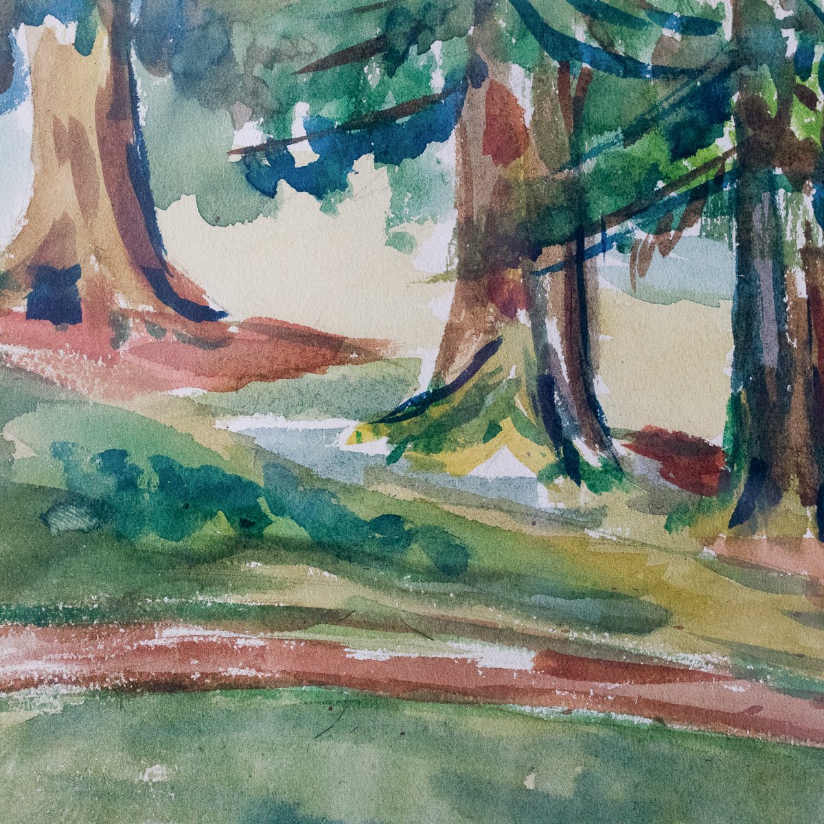 Watercolor With Line Of Trees - elsie green - Art