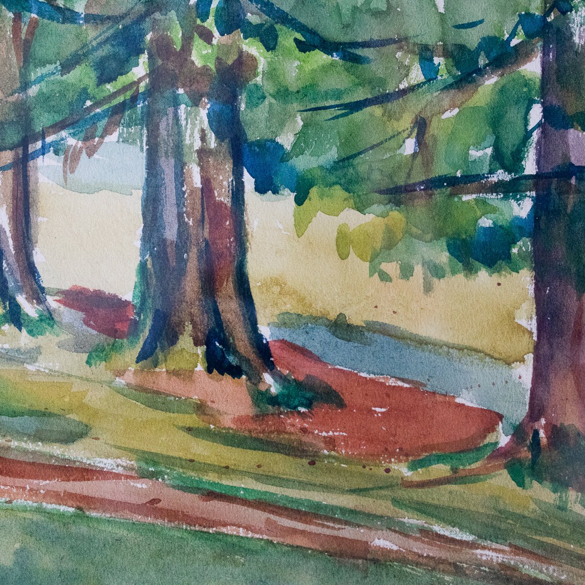 Watercolor With Line Of Trees - elsie green - Art