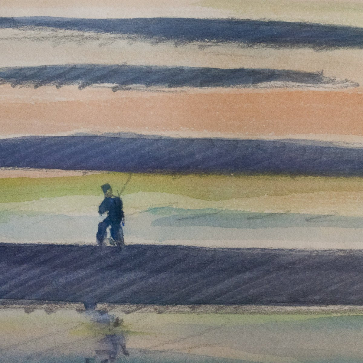 Watercolor With Single Fisherman | Pierre Pruvost - elsie green - art