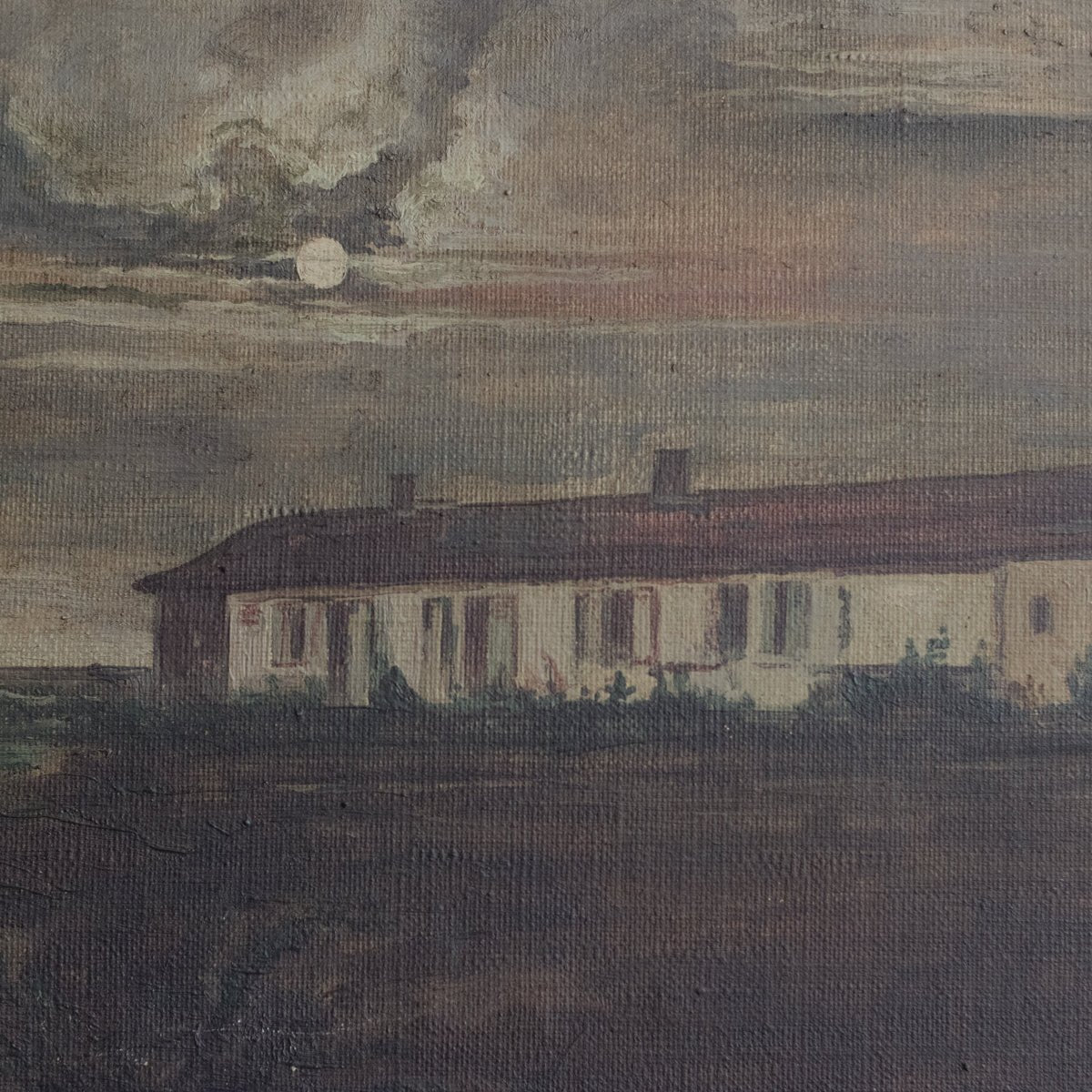 White Barn with Stormy Skies Oil Painting - elsie green - art