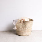 Wide Basket with Leather Handles - elsie green - Decor