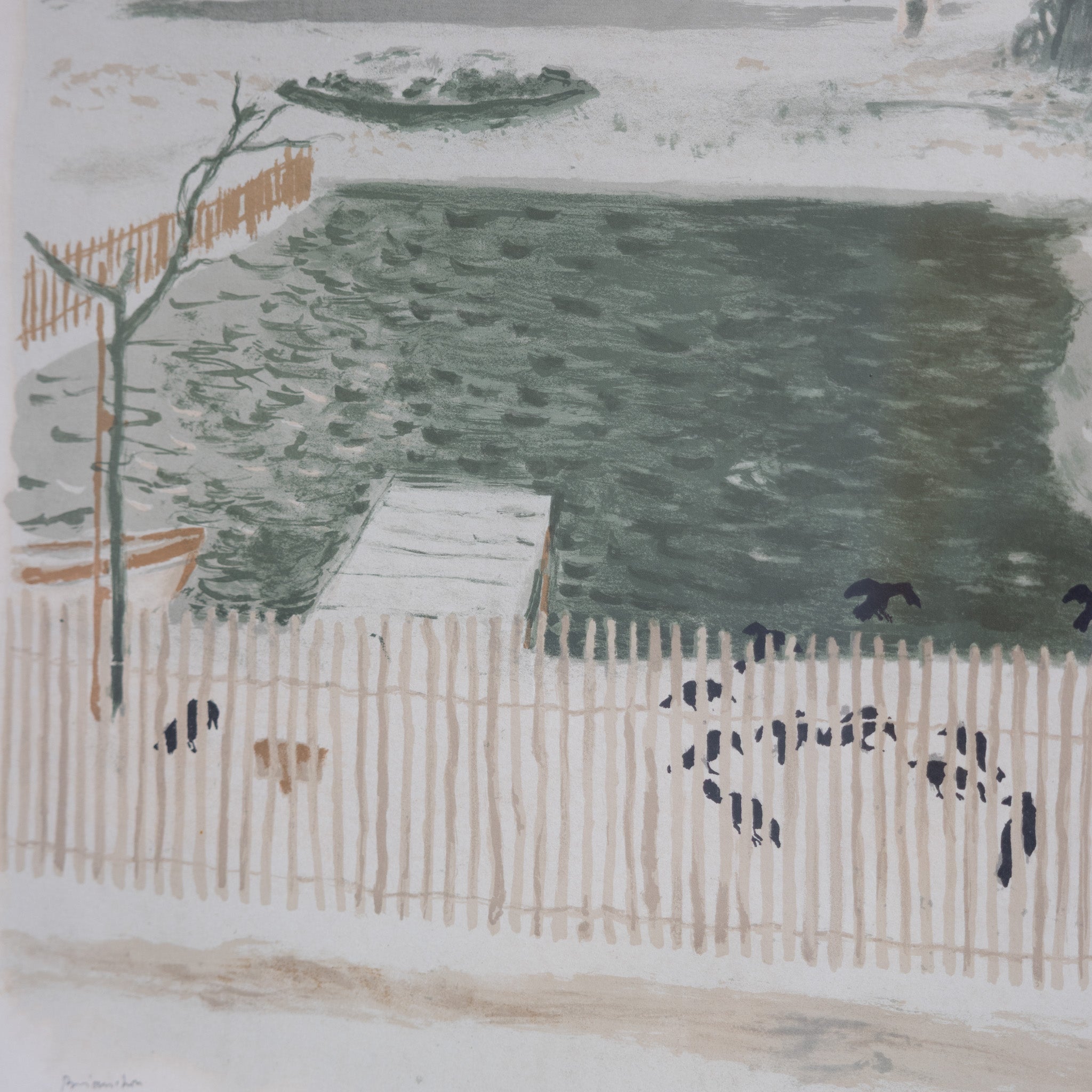 Wintery Trees Lithograph - elsie green - art