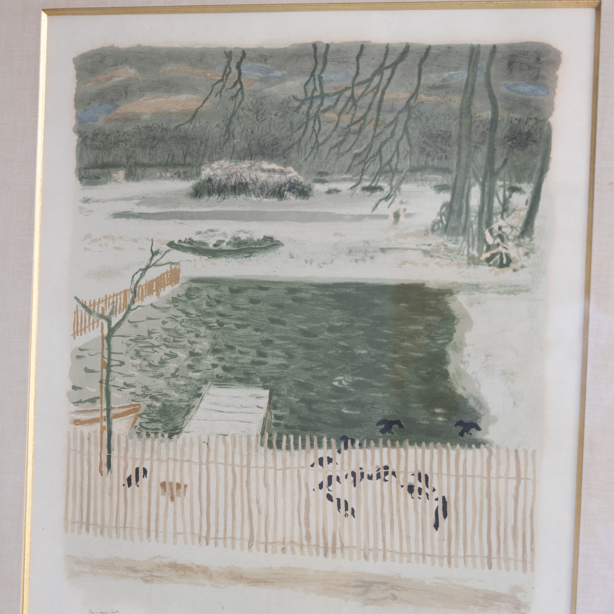 Wintery Trees Lithograph - elsie green - art