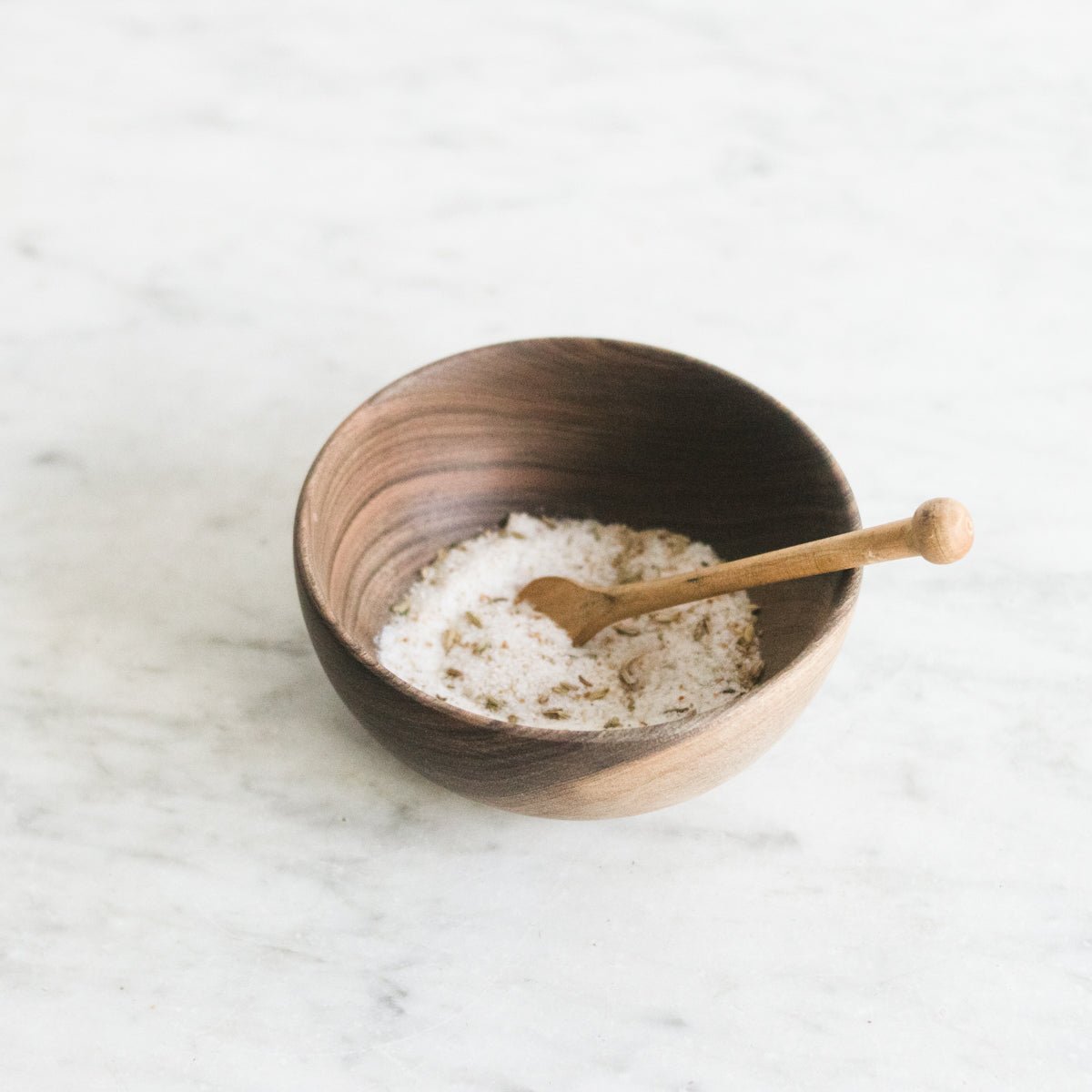 Wood Bowl with Savory Salt, Spoon and Bon Appetit Kitchen Towel - elsie green - the french kitchen
