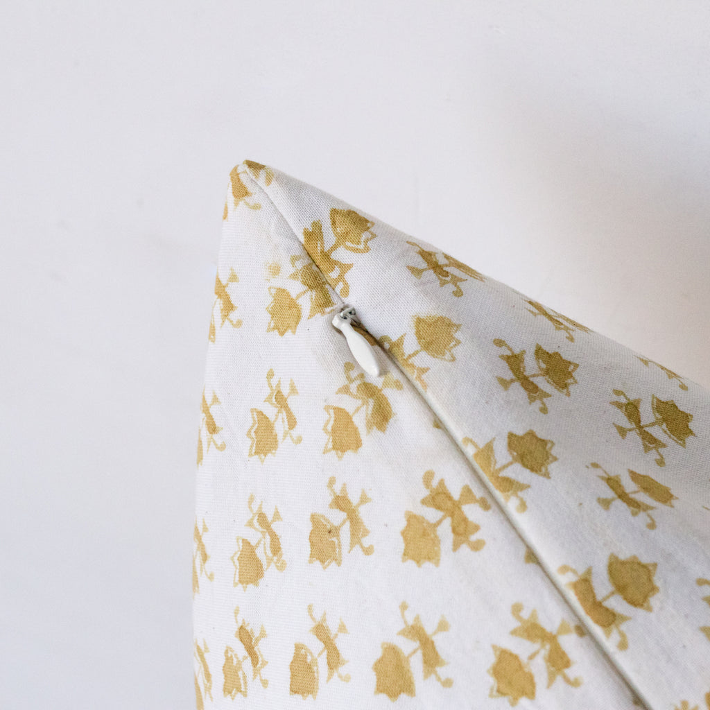 Hand Block Printed Pillow Cover | Juliette Gold - elsie green