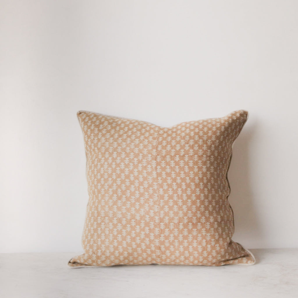 Linen Block Printed Pillow Cover | Boti Mustard - elsie green