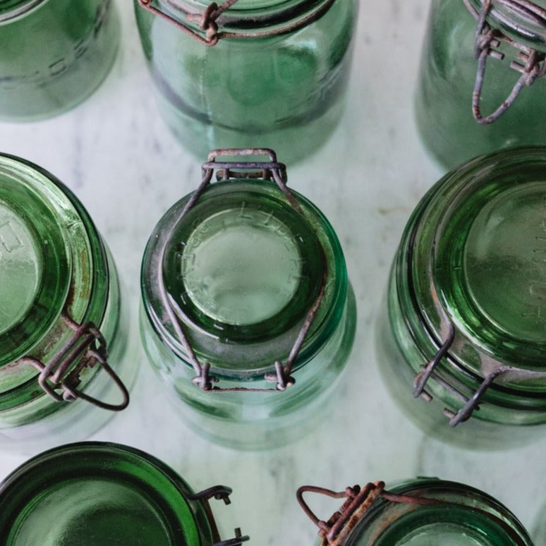 VINTAGE GREEN GLASS PITCHERS - Privet House Supply