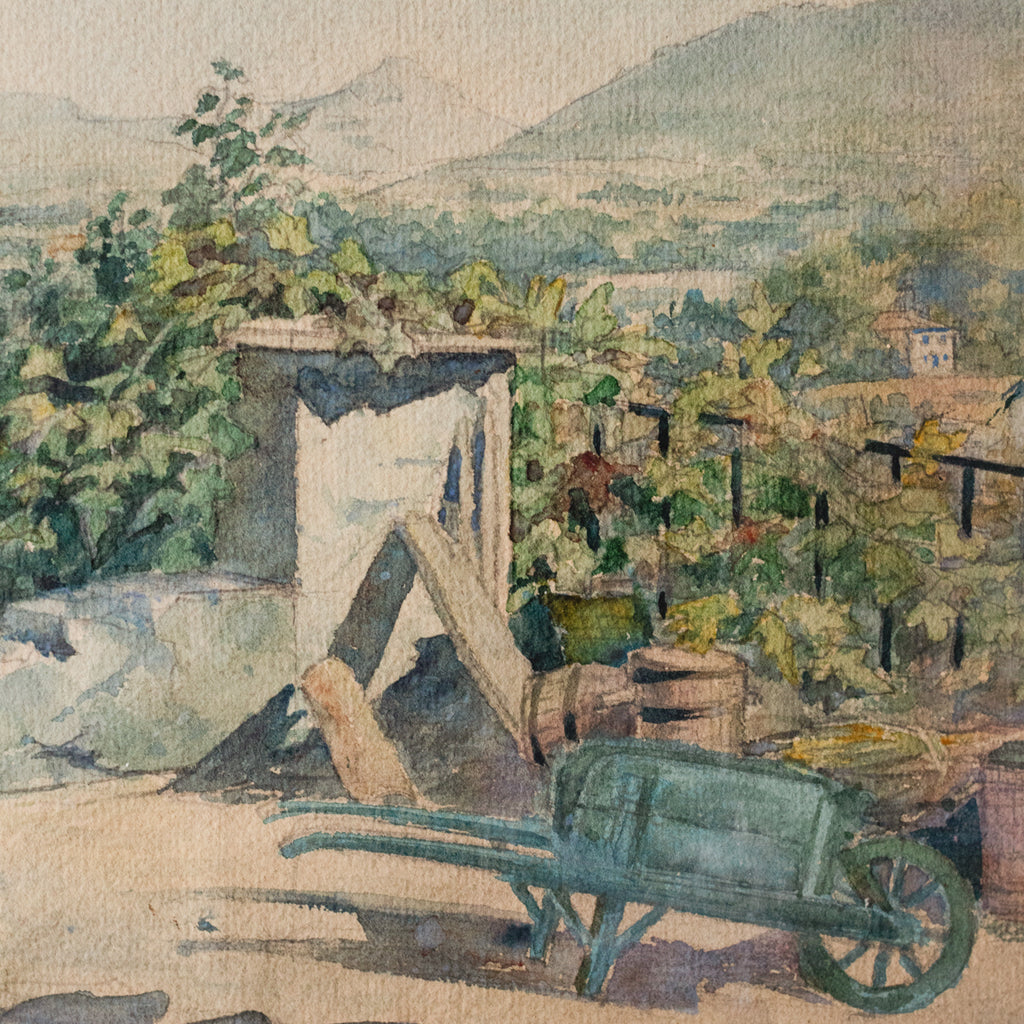 Vue Sur la Vallée Watercolor Painting - elsie green