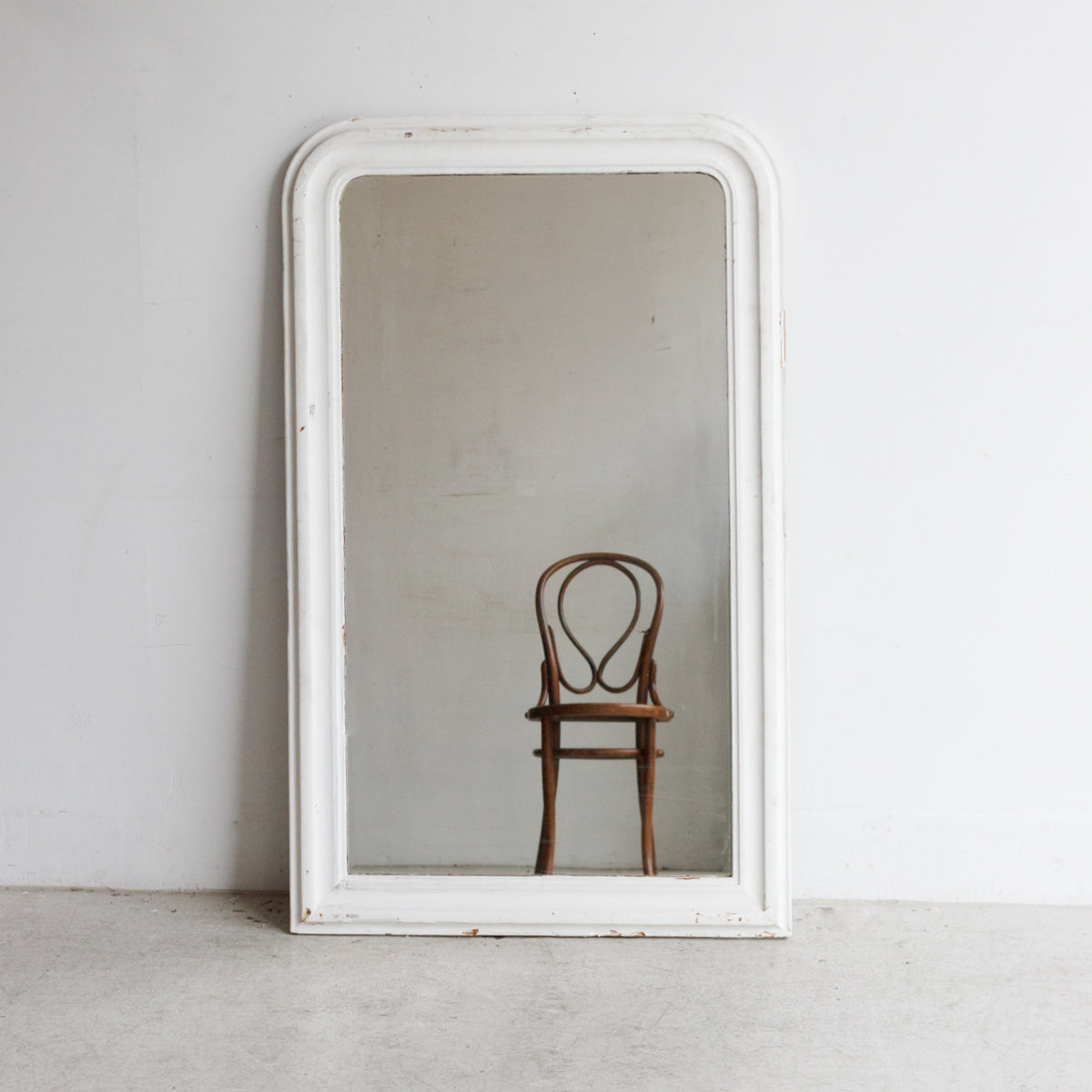 Large white Crested Louis Philippe mirror in two sizes