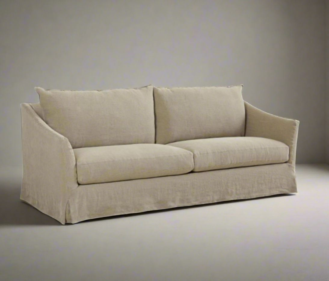 Belgian Slope Arm Slipcovered Sofa - elsie green