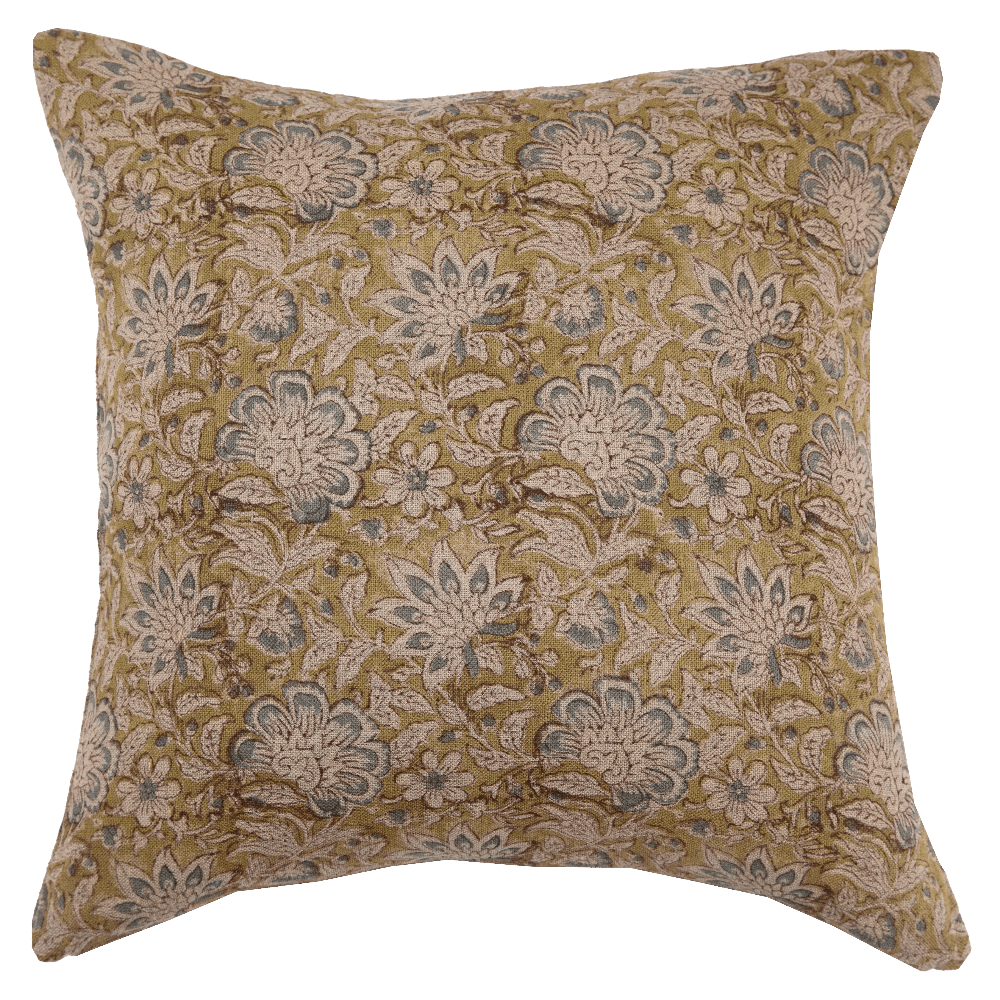 Block Print Pillow Cover | Kundan Stone - elsie green - Textiles