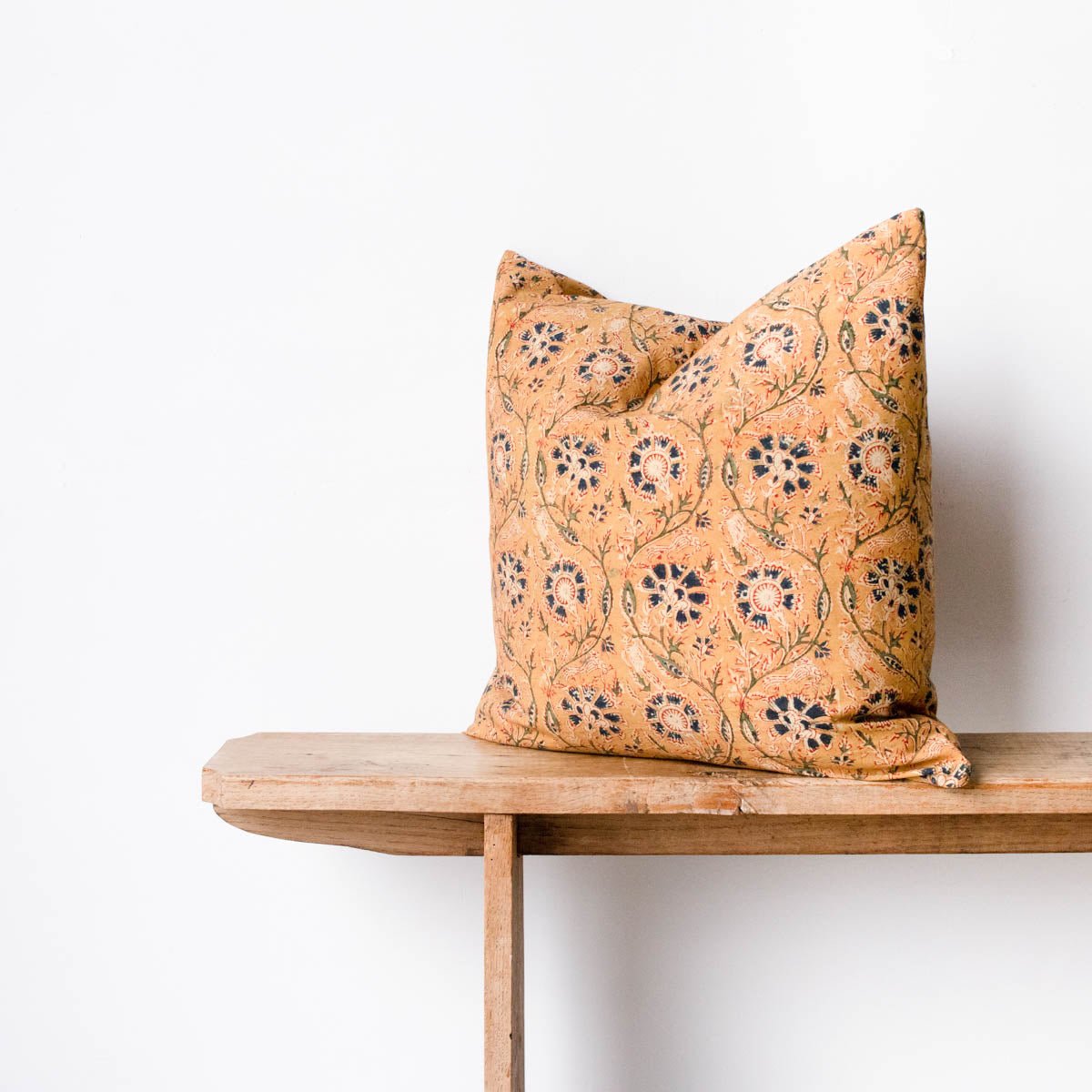 Block Print Pillow Cover | Nidra Gold - elsie green - Textiles