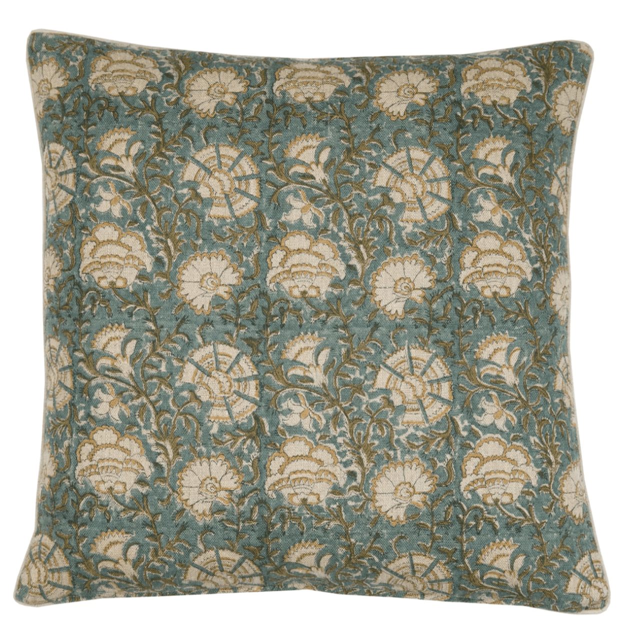 Block Print Pillow Cover | Nisa Lush - elsie green - Textiles