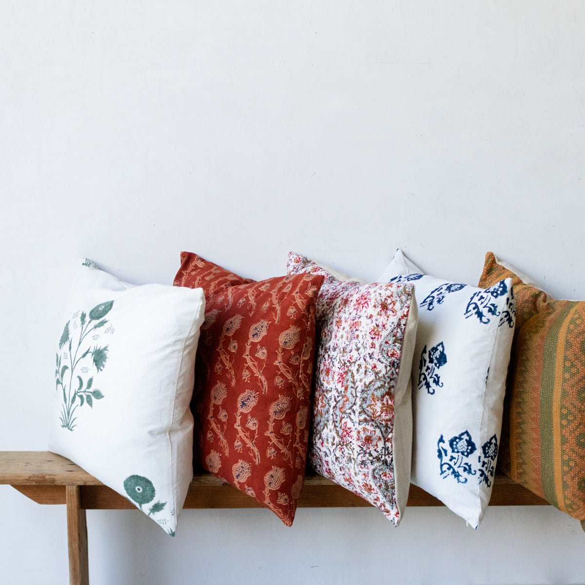 Block Print Pillow Cover | Sophie Indigo - elsie green - Textiles