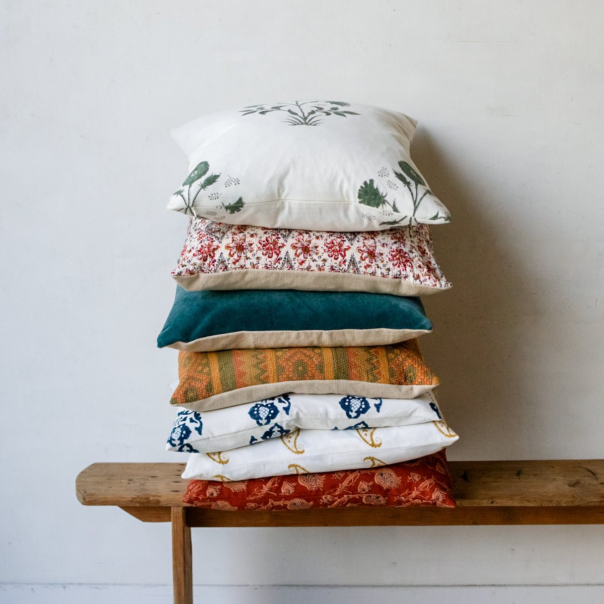 Block Print Pillow Cover | Sophie Indigo - elsie green - Textiles