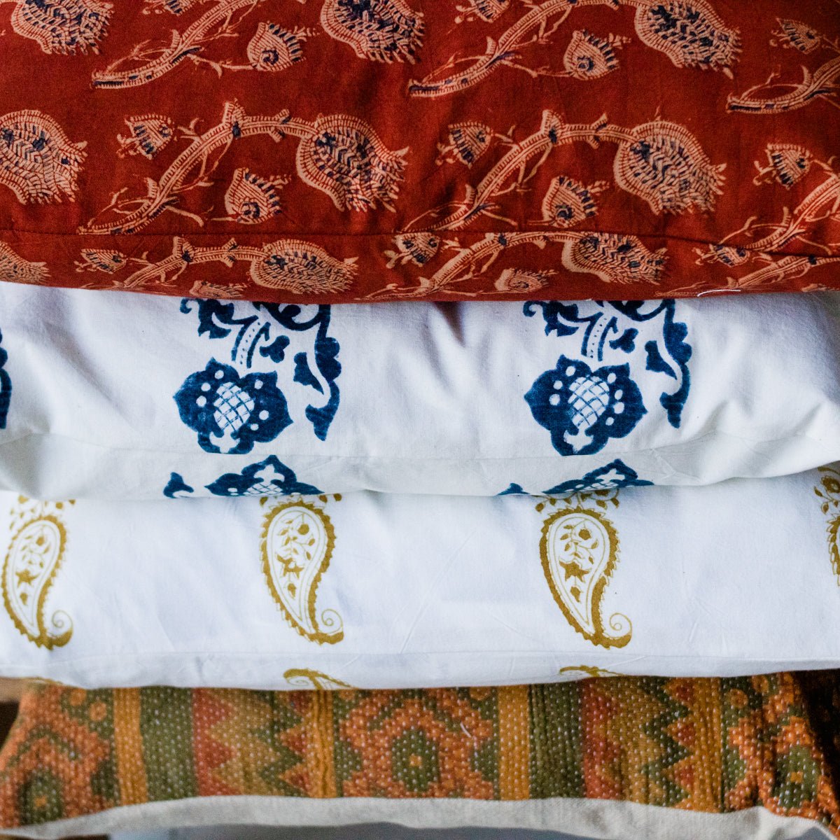Block Print Pillow Cover | Sophie Indigo - elsie green - Textiles