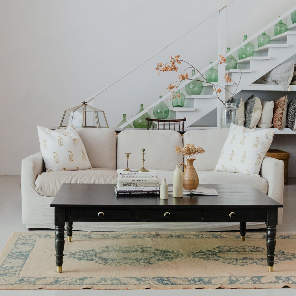 Reclaimed Wood Turned Leg Coffee Table - elsie green