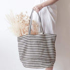 Striped Cotton Tote - elsie green
