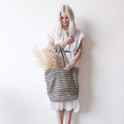Striped Cotton Tote - elsie green