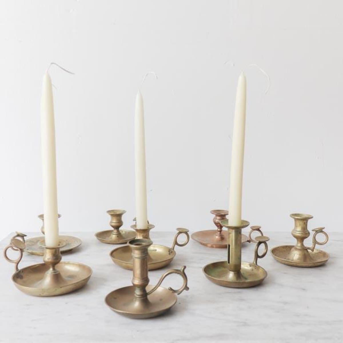 Vintage Brass Chamber Candlestick - elsie green