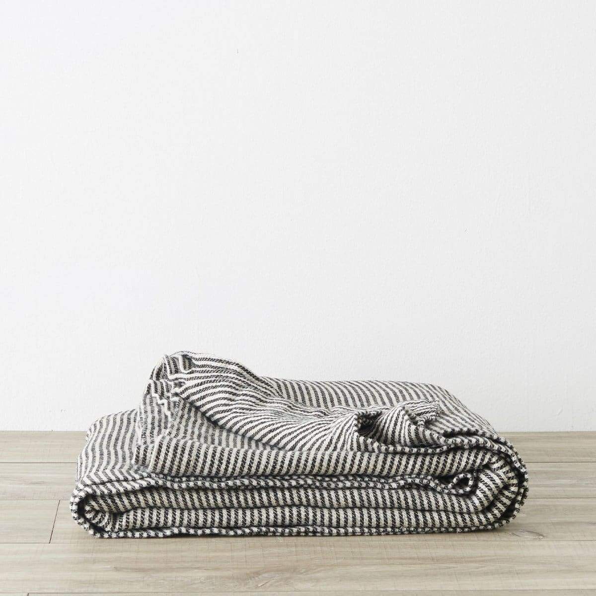 Ellis Stripe Linen Bed Cover - textiles
