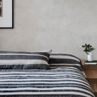 Enzo Stripe Linen Bed Cover - elsie green - Textiles