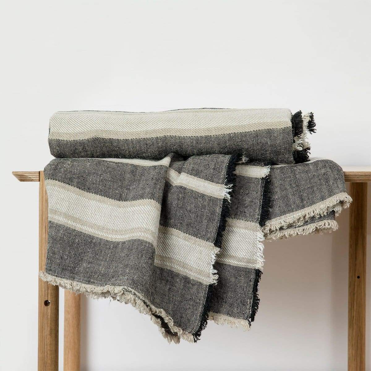 Enzo Wide Stripe Throw - elsie green - Textiles
