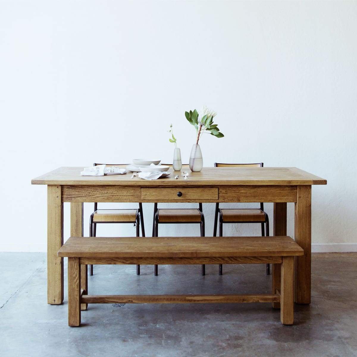 French Inspired Reclaimed Wood Farm Bench - elsie green - Custom Furniture