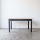 French Inspired Reclaimed Wood Farm Table - 72 FIXED / WAXED PINE TOP | BLACK BASE - furniture