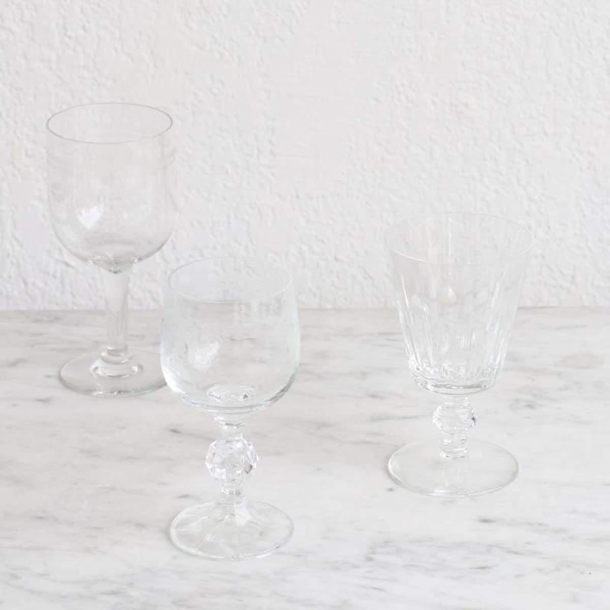 Set of 2 Small Square Wine Glasses Grey Bowl / Clear Stem