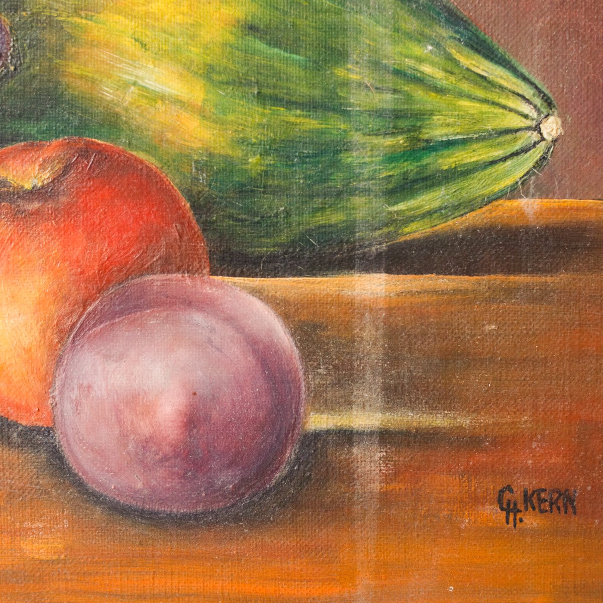 La Prune et La Pêche Still Life Oil Painting - elsie green - Art