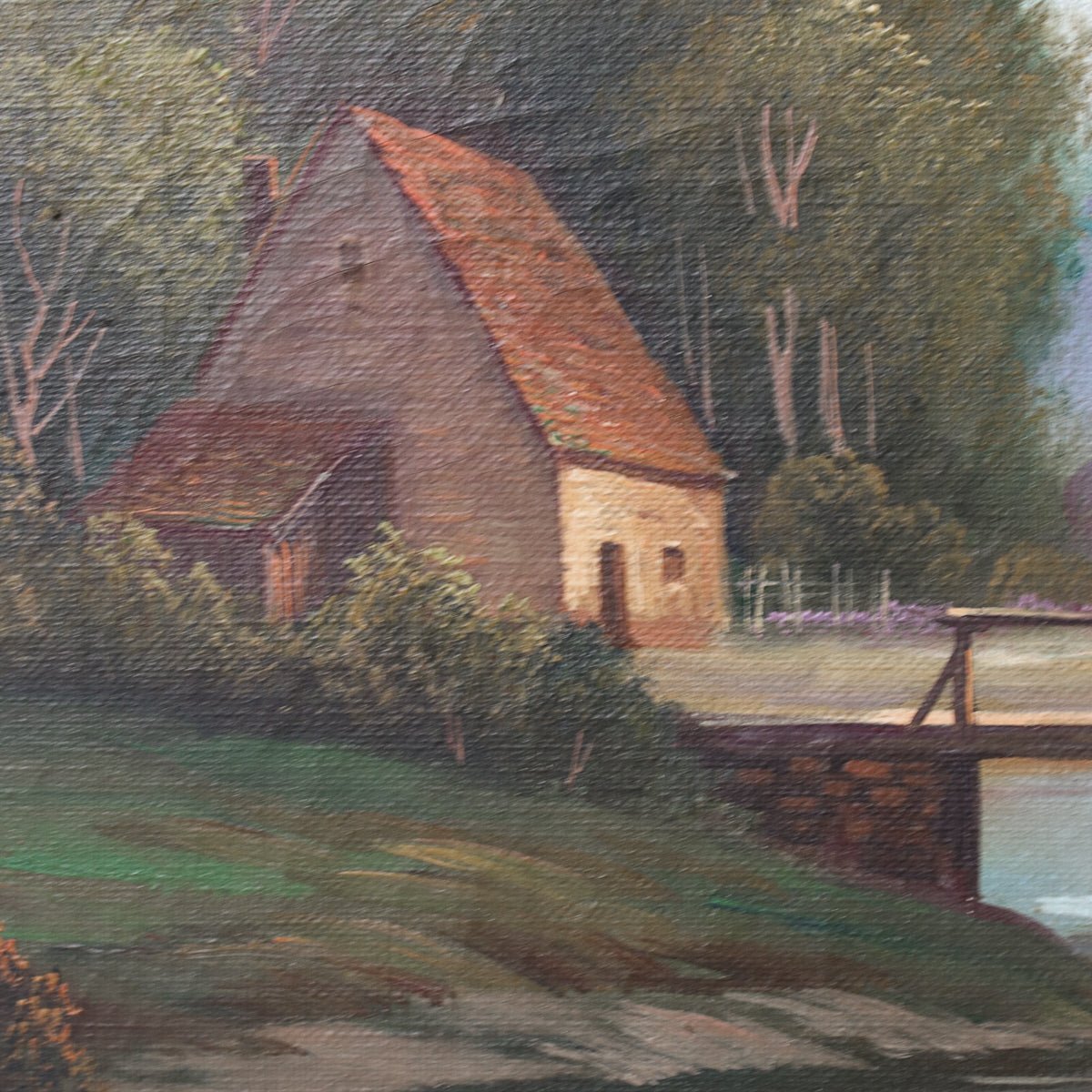 Landscape with Bridge Oil Painting - elsie green - Art