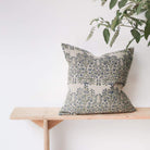 Linen Block Printed Pillow Cover | Fleur Indigo - elsie green - Textiles