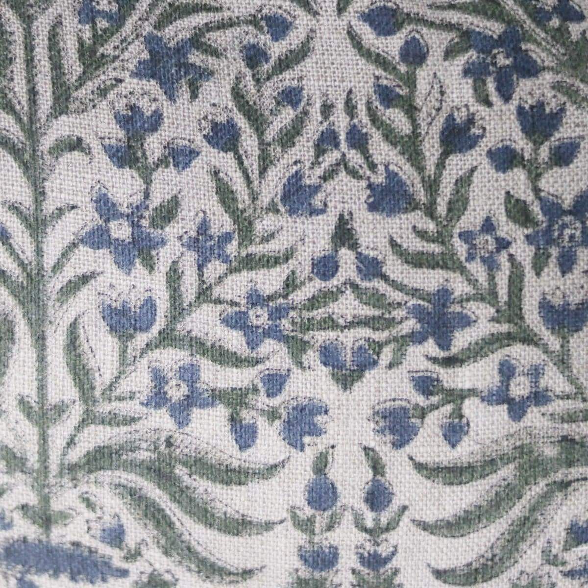 Linen Block Printed Pillow Cover | Fleur Indigo - elsie green - Textiles