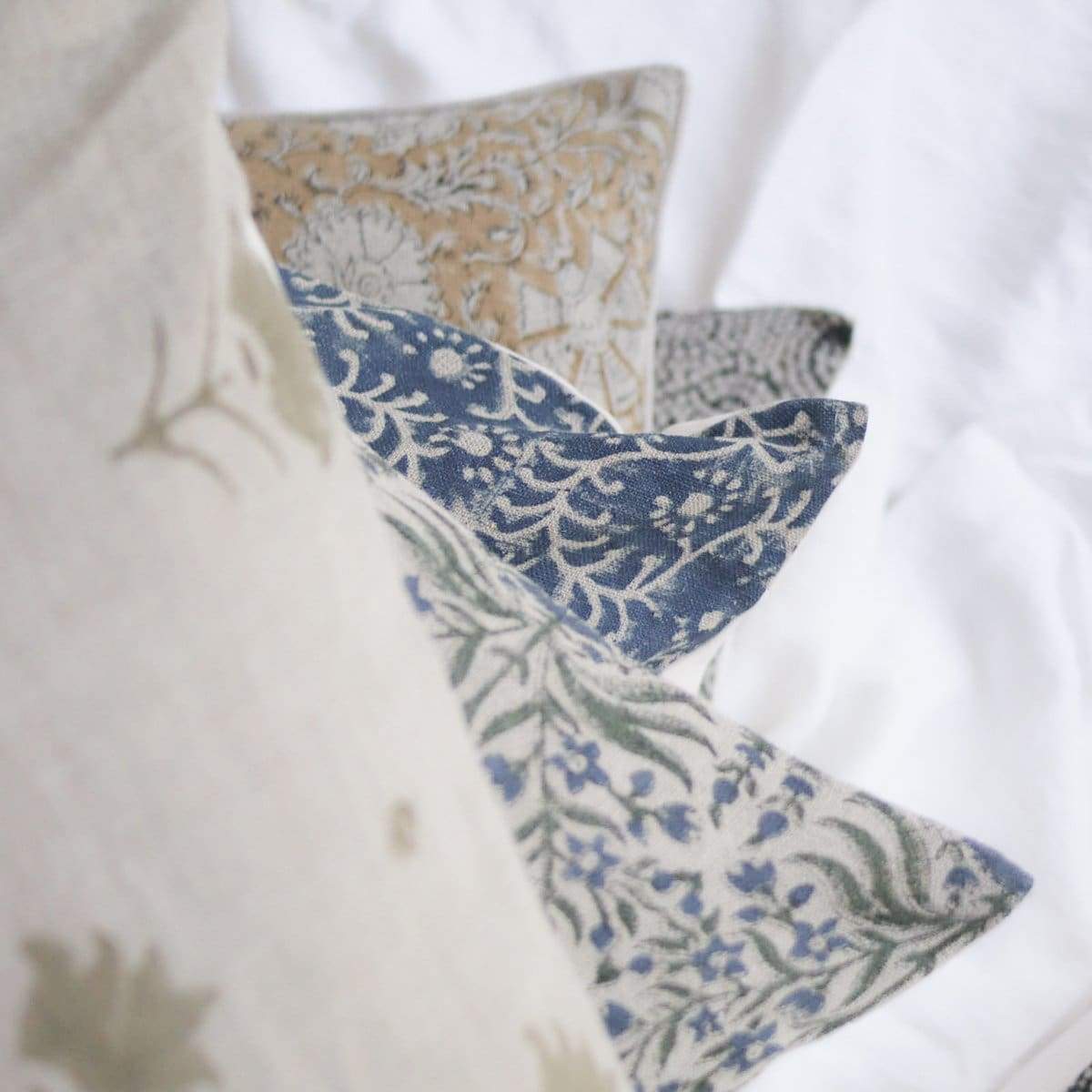 Linen Block Printed Pillow Cover Fleur Indigo elsie green textiles