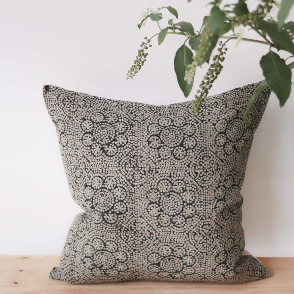 Linen Block Printed Pillow Cover - textiles