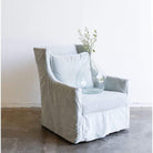 Chic Slipcovered Swivel Chair - Aqua Velvet / fixed - Furniture