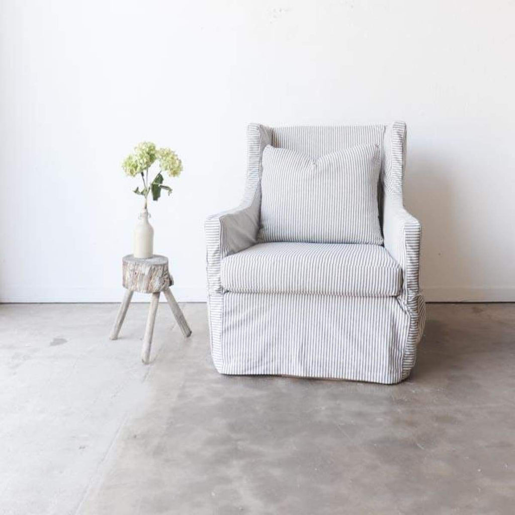 Chic Slipcovered Swivel Chair - Furniture